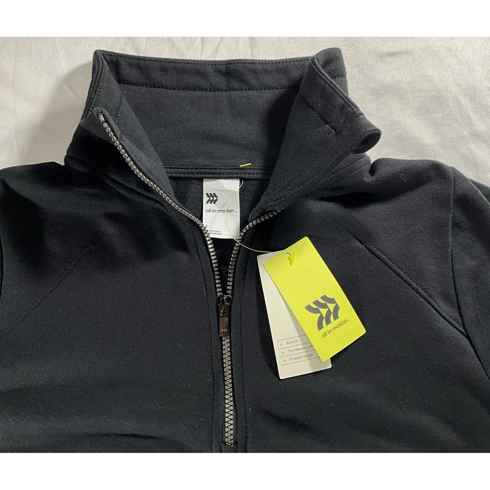 All In Motion Core Fleece 1/2 Zip Black Crop Jacket Women's Size Small - Picture 5 of 10